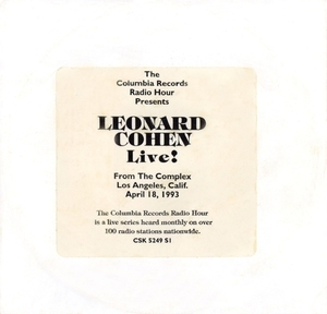 Leonard Cohen Live! From The Complex, Los Angeles, CA, April 18, 1993